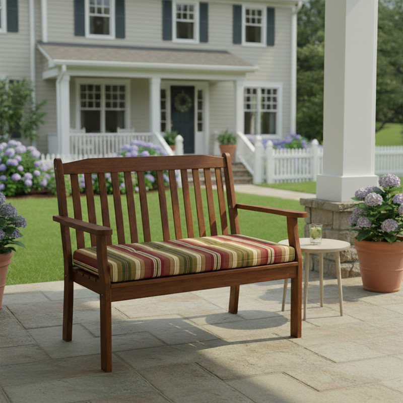 Coussin de remplacement pour causeuse d'extérieur Sunbrella, Calista Cabernet rayé
