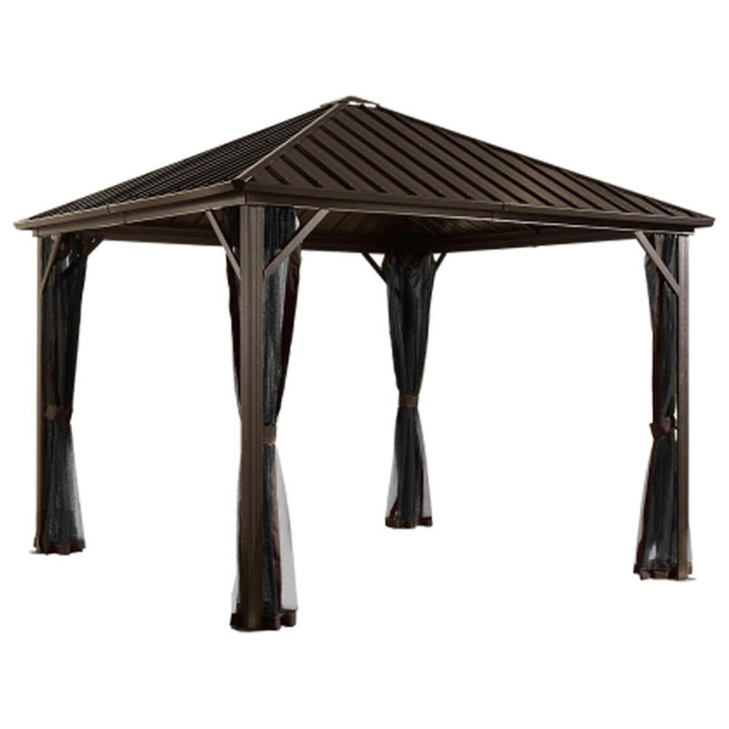 Sojag 10 x 10' Dakota Steel Hardtop Gazebo Outdoor Sun Shelter, Brown/Black