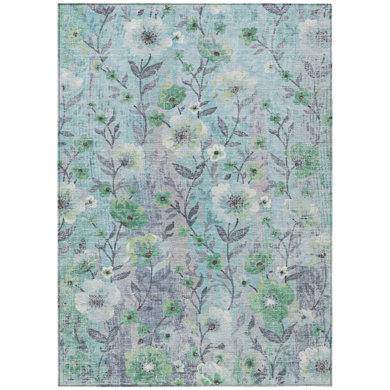Machine Washable Indoor/Outdoor Raemoore ACN2403 Floral Rug, Rectangle 2'6" x 3'10"