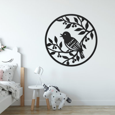 Cercle d'art mural avec branches d'arbres et oiseaux - ACM