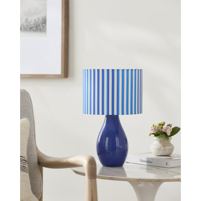 Ceramic Table Lamp with Linen Drum Shade