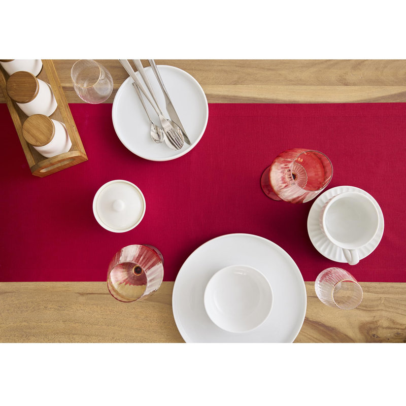 Dru - Cotton Linen Table Runner, 108" x 14", Scarlet Red