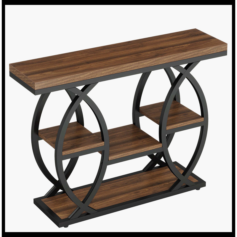 39" Console Table, 4-Tier Sofa Table Entryway Table With Storage Shelves