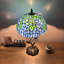 Lampe de table Meryem Tiffany avec vitrail bleu et feuilles vertes incluses Ampoule DEL H 22 po x l 12 po x P 12 po