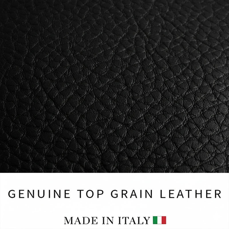 Ladonnia Black Genuine Leather Sectional,L-Shaped Sofa with Adjustable Headrests, Leather Sofa with Right Hand Facing Chaise - Modern Classic Style