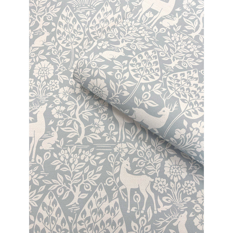 Papier peint bleu Deer Woods, Bleu