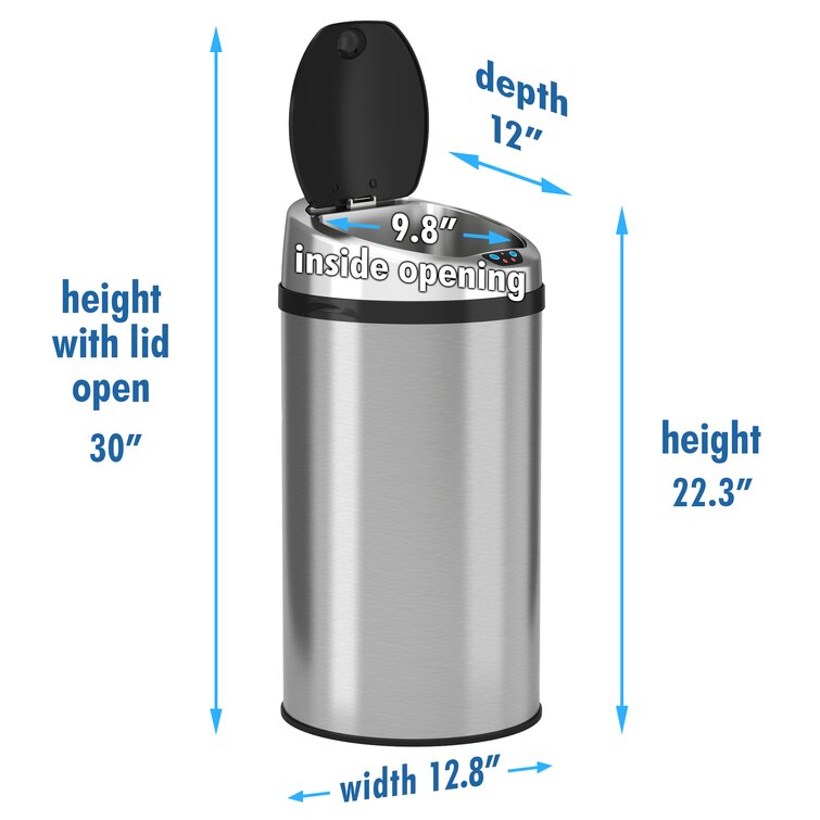 Innovaze Oval Motion Sensor Trash Can, 13.2 gal - Silver