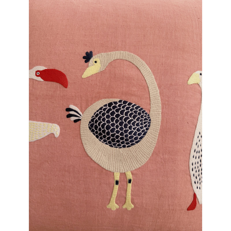 Birds Pillow Cover 20x20 Inch, Dusty Rose