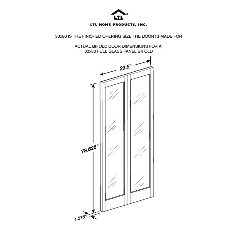 735 Series Wood Glass Bi-Fold Door, 30" x 80.5", Painted