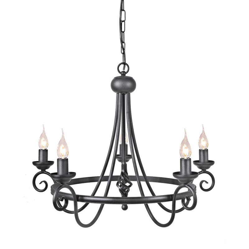 Ballycastle 5 - Light Candle Style Chandelier, Black