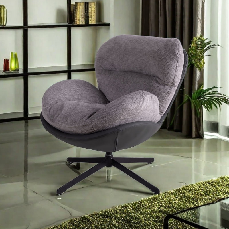 Fauteuil d'appoint pivotant à 360 ° en chenille, Chenille gris pâle
