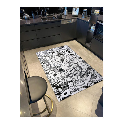 Cartoon Patterned Woven Base Washable Rug