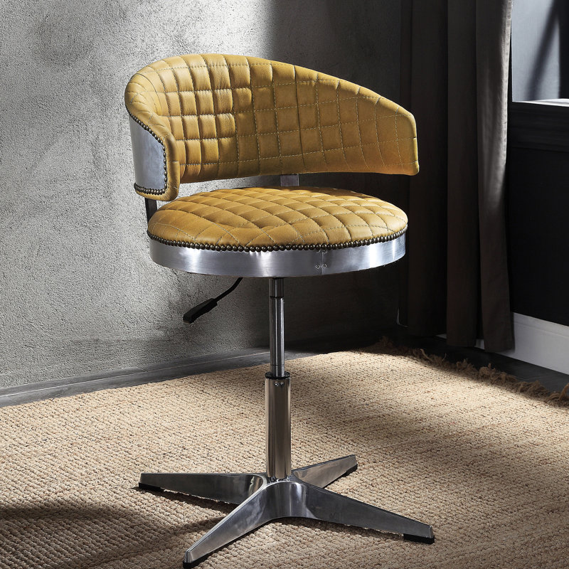 Tabouret en cuir de curcuma avec structure ergonomique et base pivotante 4