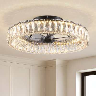 20" Hudman Dimmable Crystal Ceiling Fan with LED Lights