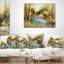 Lake in Forest Oil - Coussin à imprimé paysage-956371442-956415791