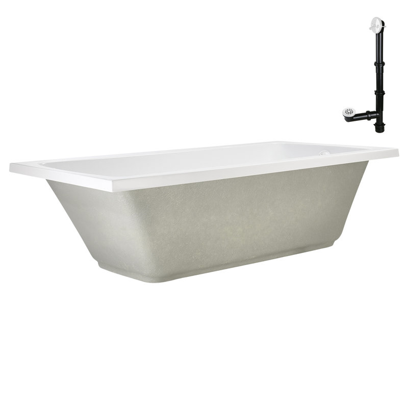 Baignoire de trempage en acrylique 66 po. X 34 po. Drain inclus, Blanc lustré