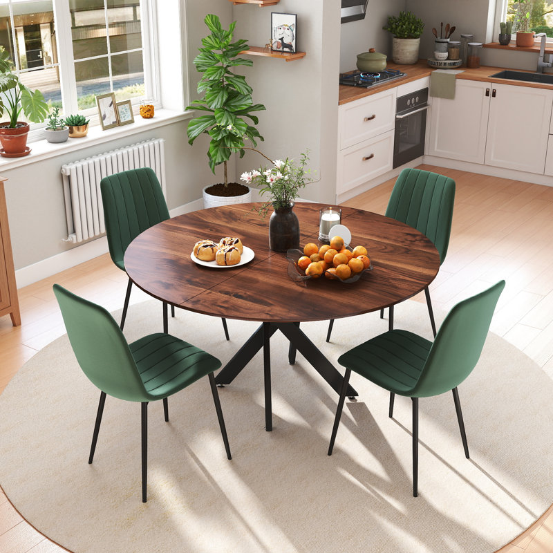 Ensemble de table de salle à manger 47 po, 5, Brun, Vert