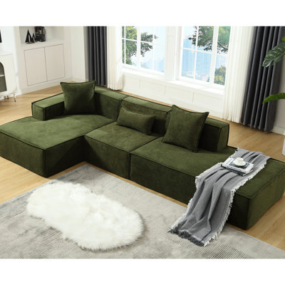 L-Shaped Modern , Terrycloth Upholstery, Spacious For Living Room, No Assembly Room L-Shaped, Design, Needed