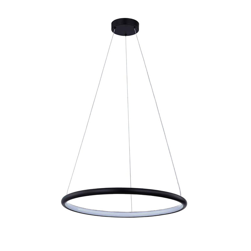 Luminaire suspendu noir mat à 1 lumière Adrius, H 0,75 po x l 24,5 po x P 24,5 po