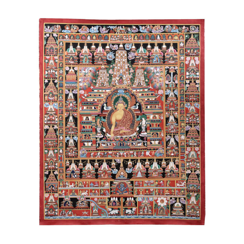 Bouddha en stupa | Acrylique sur toile faite à la main