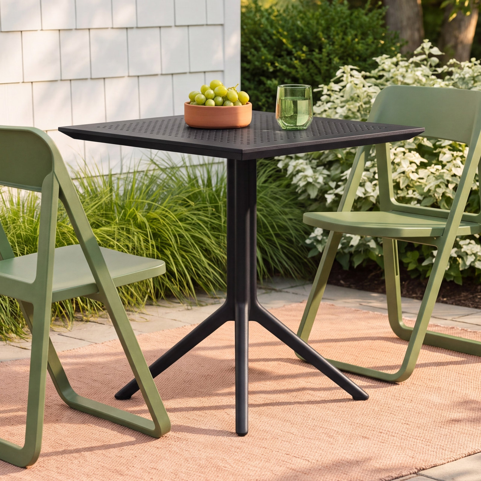 Farrah 30" Patio Dining Table, Black, 29.5" H x 23.6" W x 23.6" D, Yes