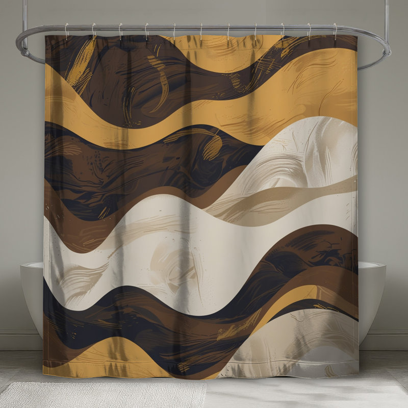 Wavy Earthy Abstract Shower Curtains Extra Long, L 70 po x H 84 po