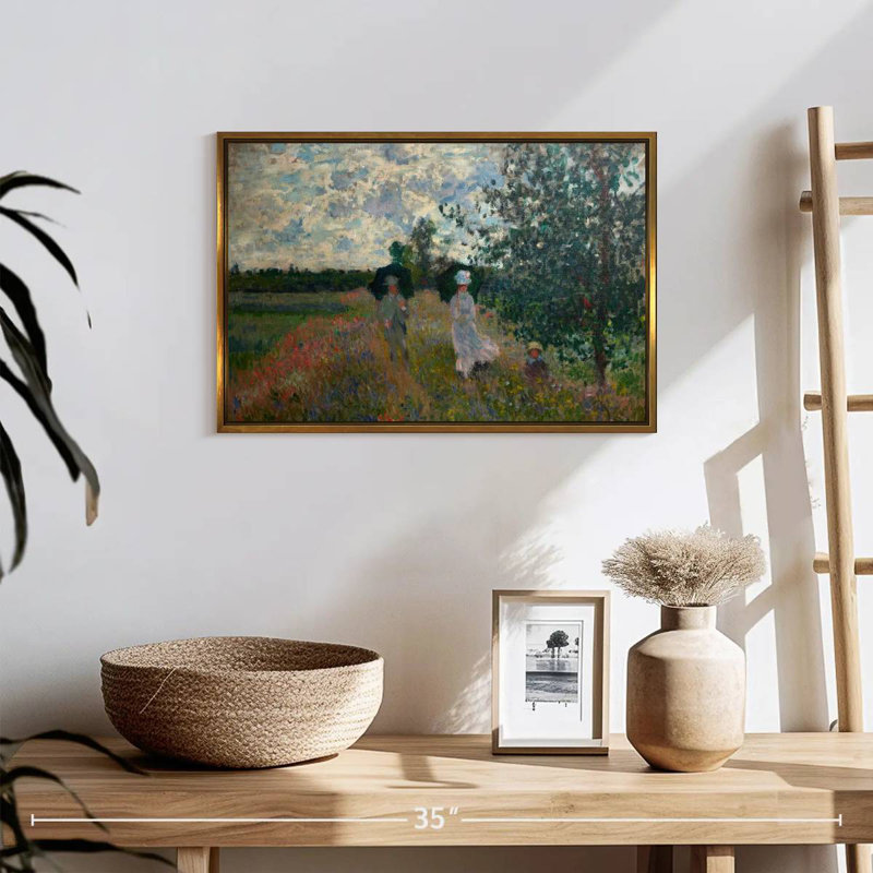 En promenade près d'Argenteuil, 19 po x 13 po, Cadre flottant doré