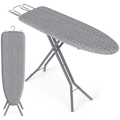 Planche à repasser, planche à repasser pliable, hauteur réglable jusqu'à 35 pouces, avec housse et coussin à 4 couches, repose-fer, crochet, pieds en X en acier, pour dortoir