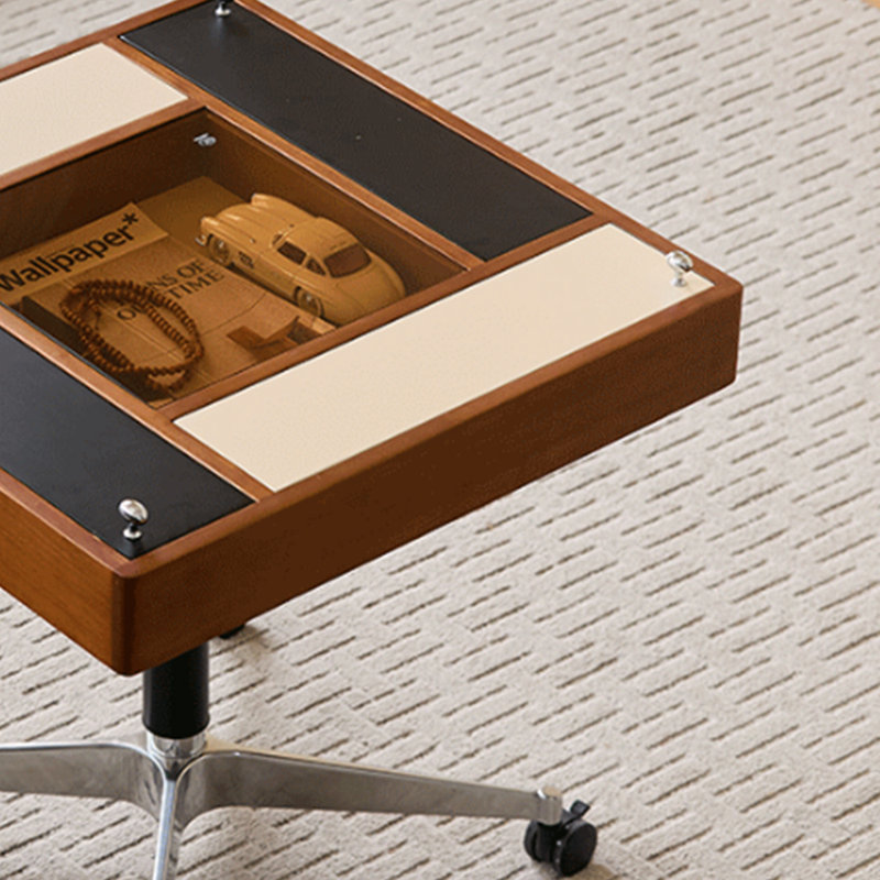 Mid-century design height-adjustable side table, Black/Beige