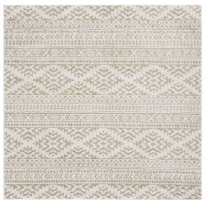 Lorenco Southwestern Machine Made Power Loom Polypropylene Area Rug in Ivory/Sage