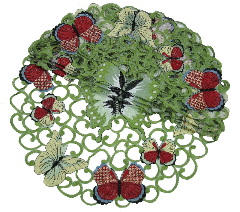 Weddington Polyester Embroidered Round Doily, 8" L x 8" W