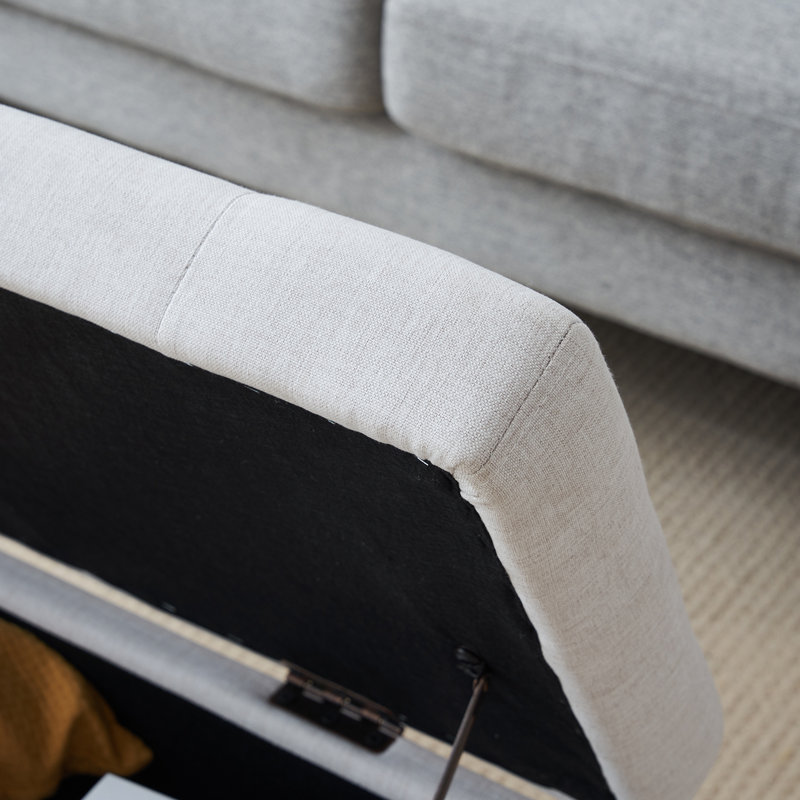 Repose-pieds avec rangement Gagny, Lin beige