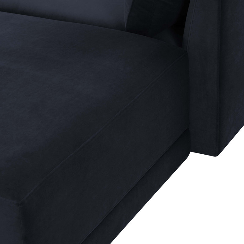 Canapé modulaire 5 pièces Deirdre Taupe Raf, Velours bleu marine
