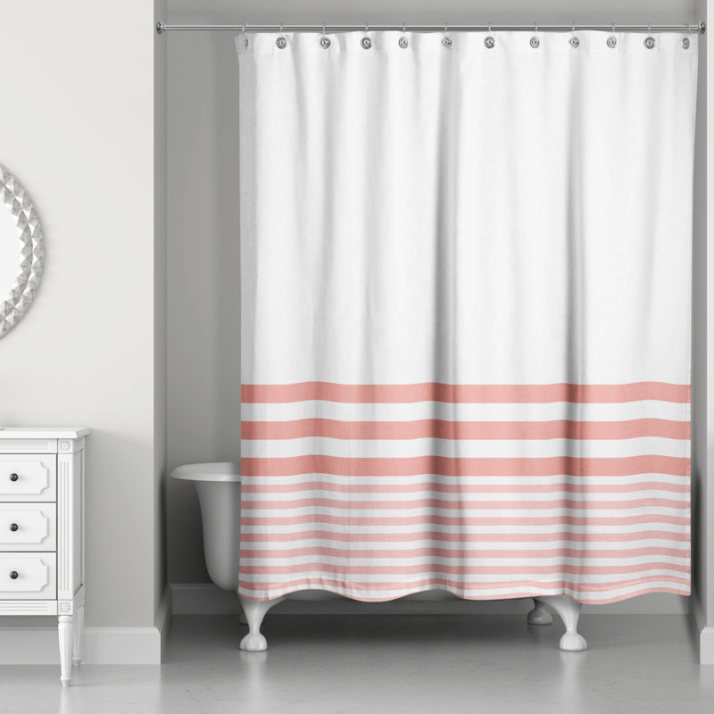 Rideau de douche simple à rayures Maurine, corail