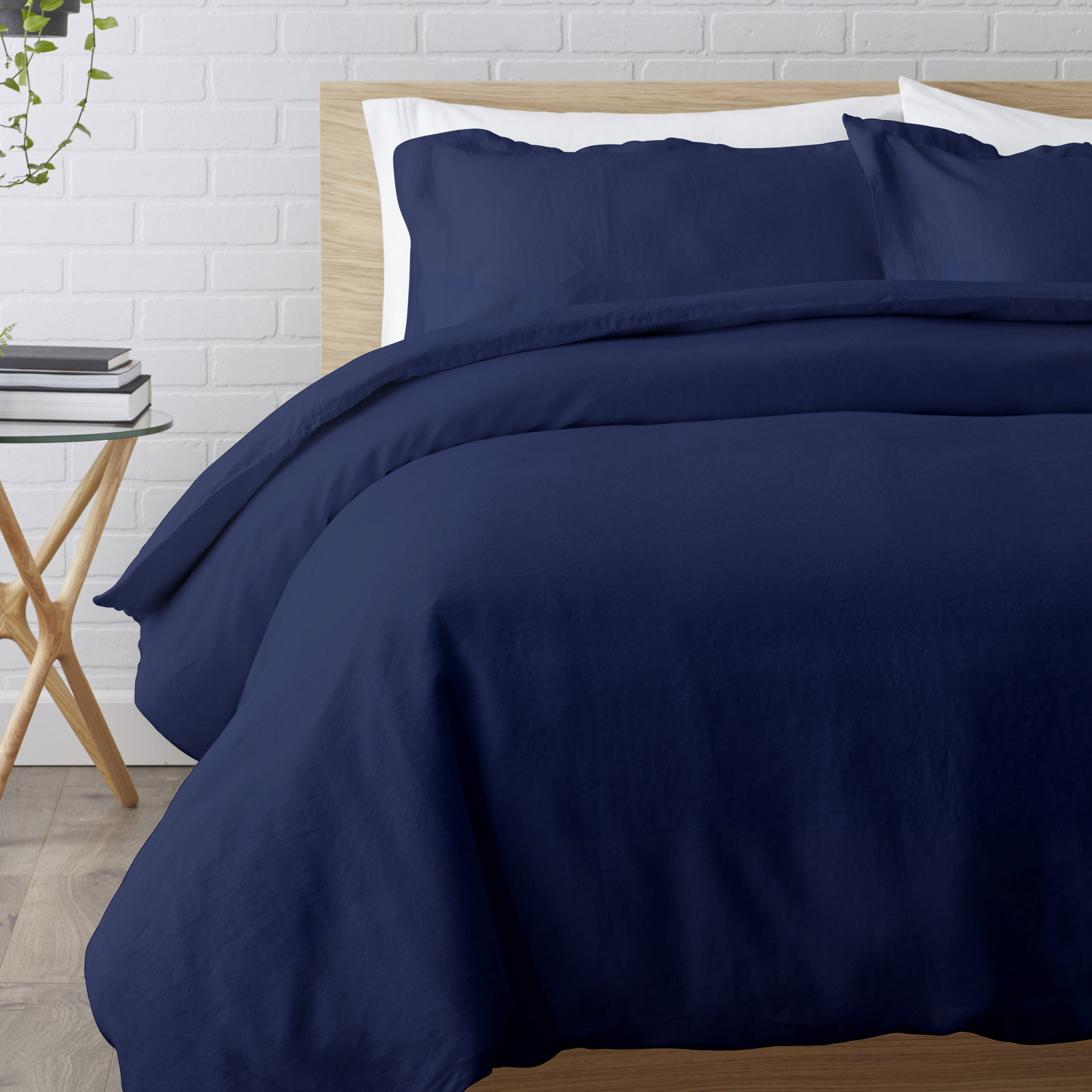 Frazier Modern & Contemporary 100% Linen Duvet Cover, Slate Gray, King Duvet Cover + 2 King Shams