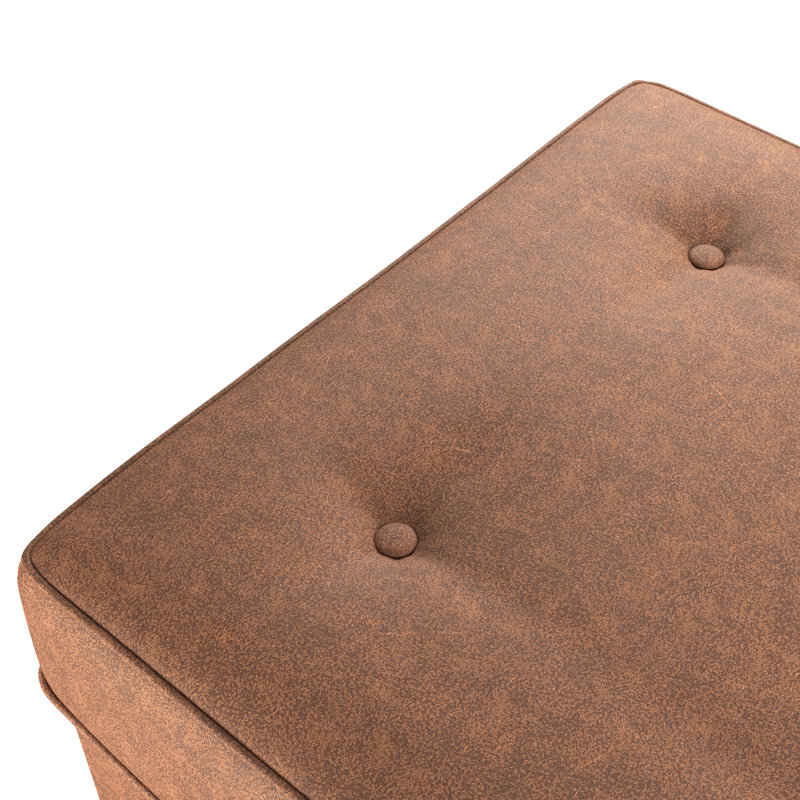Bodnar Faux Leather Tufted Square Footstool, Brown