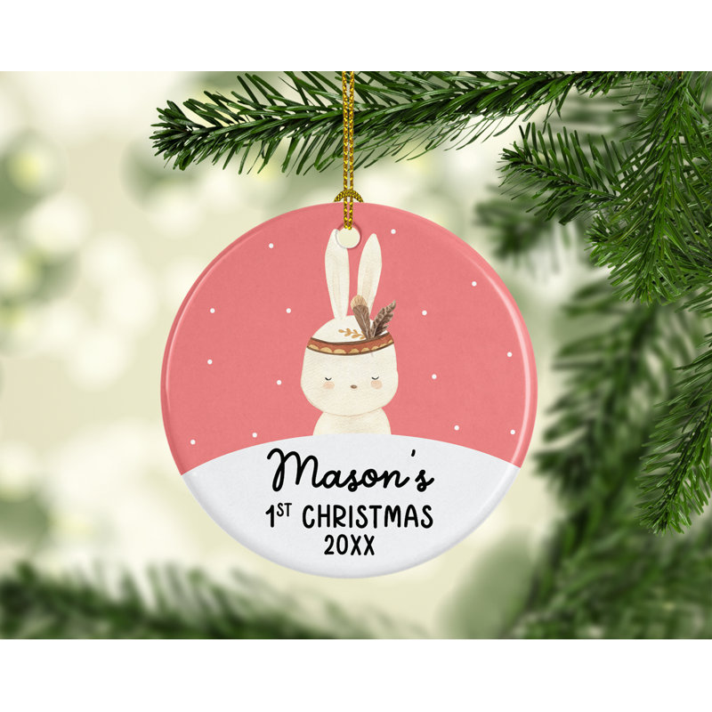Ornement rond en forme de lapin, Pink