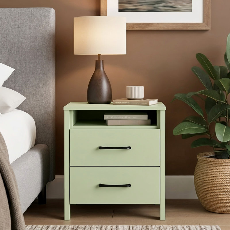  Allysyn 22.7" 2 Drawer Nightstand, Sage Green, Individual