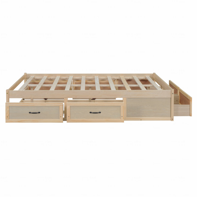 Full Size Platform Bed, With 6 Storage Drawers, Full, Brown