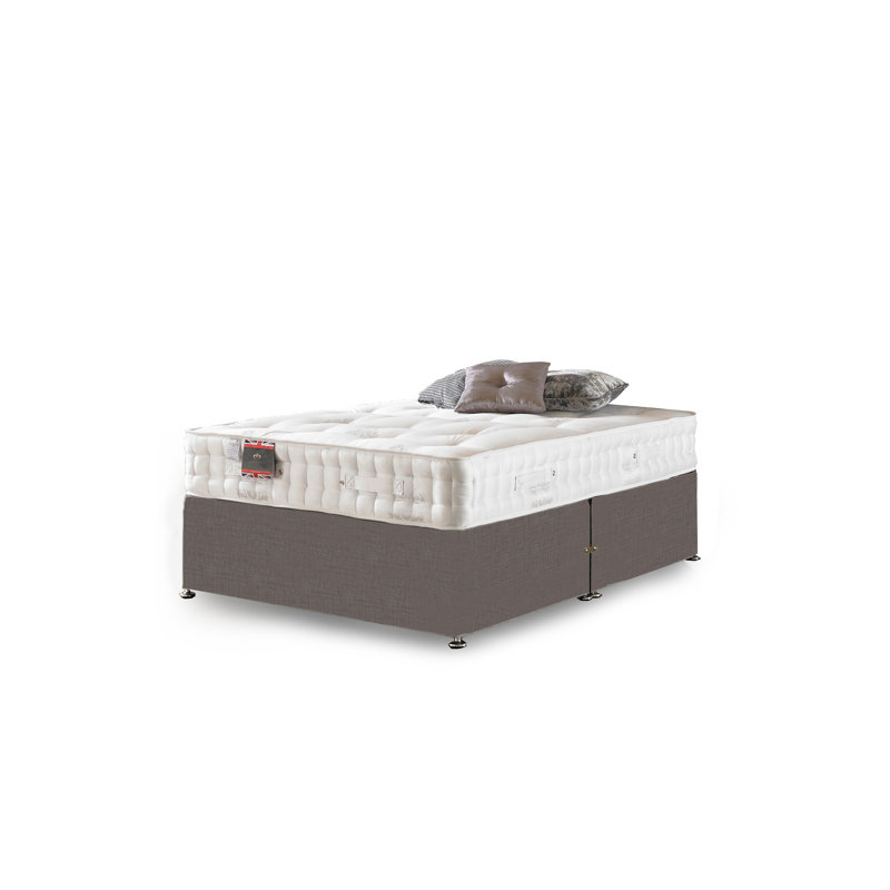 Ashington Upholstered Bed with Mattress, Slate Grey Linen, No Storage, Kingsize