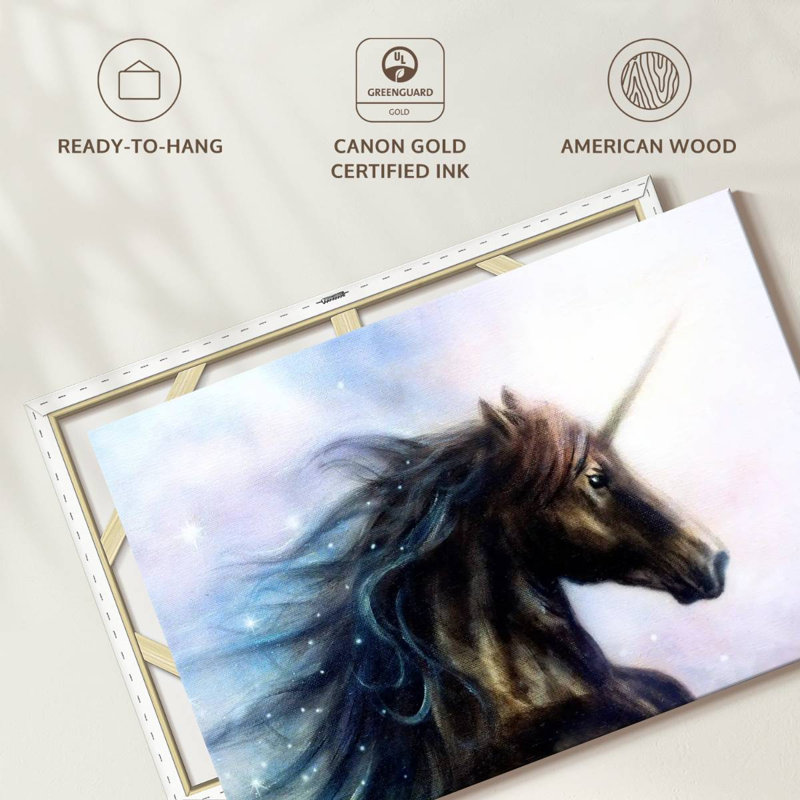 Kelan Black Unicorn, 30" H x 45" W