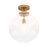 1-Light Ribbed Glass Globe Single Semi-Flush Mount