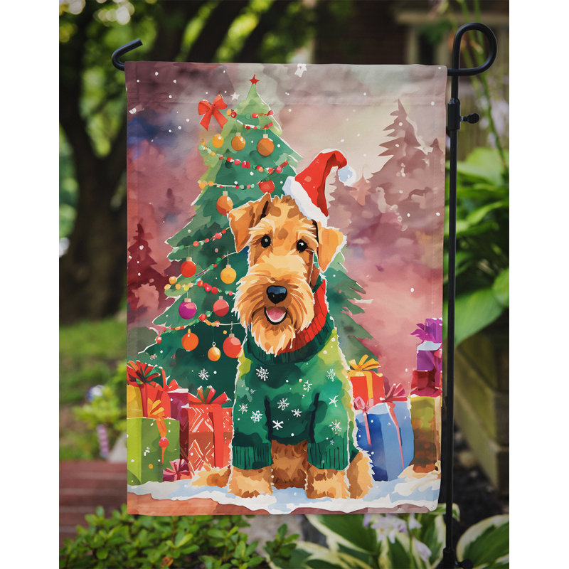 Drapeau de Noël Airedale Terrier, H 15,5 po x l 11,25 po