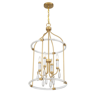 Savoy House Mayfair 4-Light Pendant in Warm Brass and Chrome