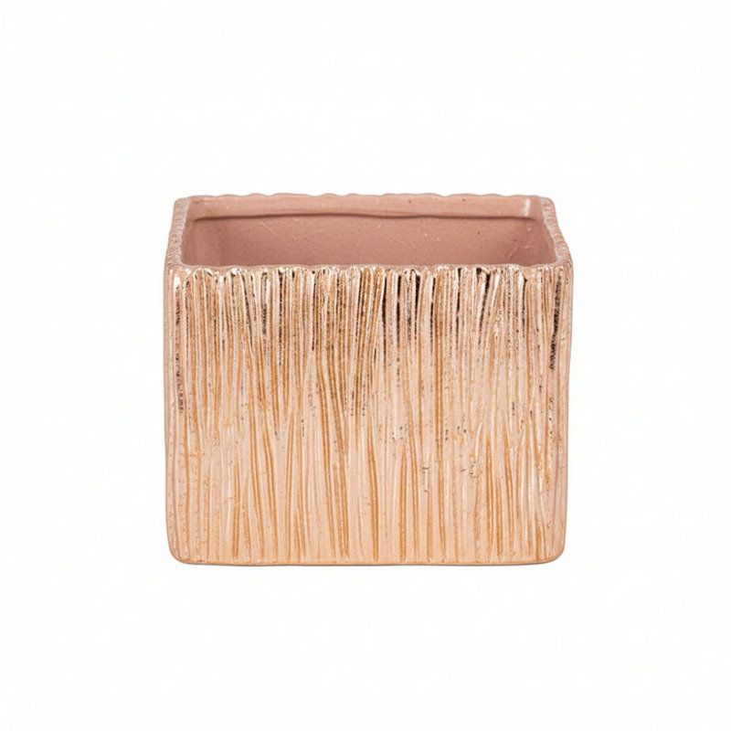 Rita Rectangular Embossed Planter - Small, White