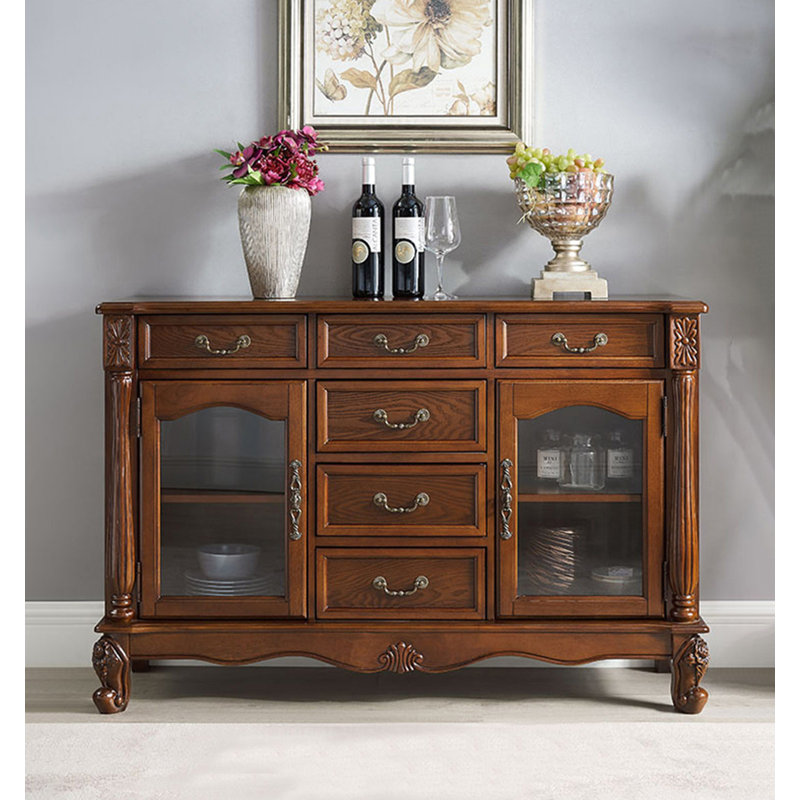 Buffet American, 33.9" H x 51.2" W x 15.3" D, Marron clair