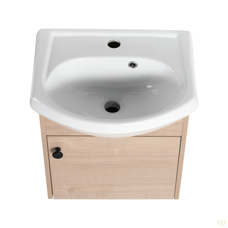 Petit meuble-lavabo de 18 po avec lavabo en céramique, montage mural (KD-PACKING)