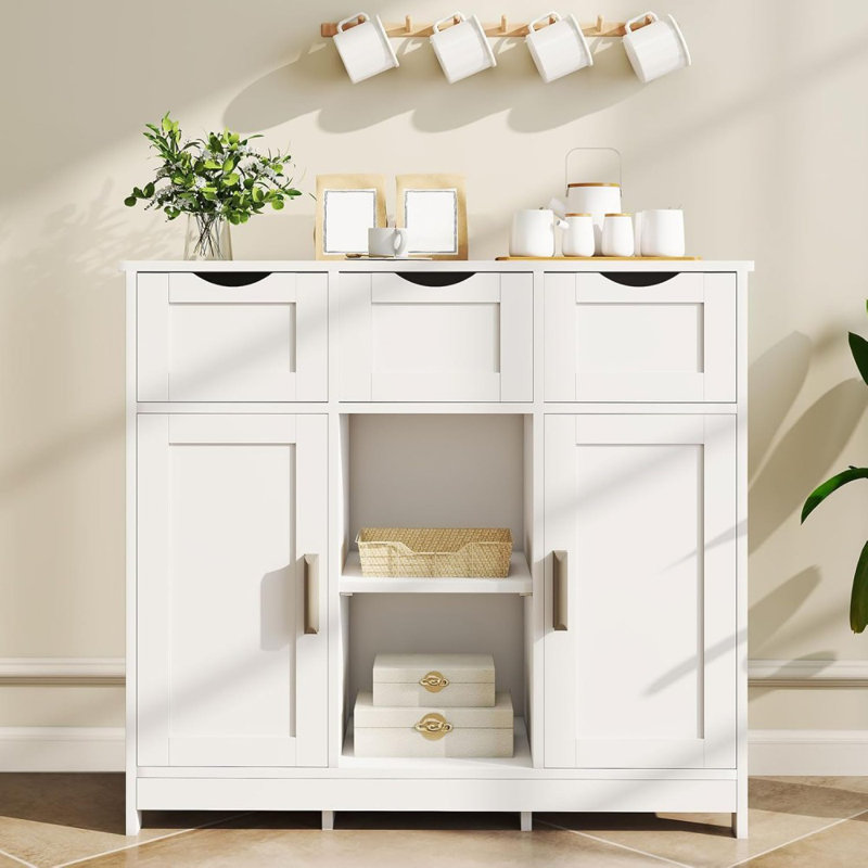Armoire de rangement pour buffet 31,1 po Theile, Blanc