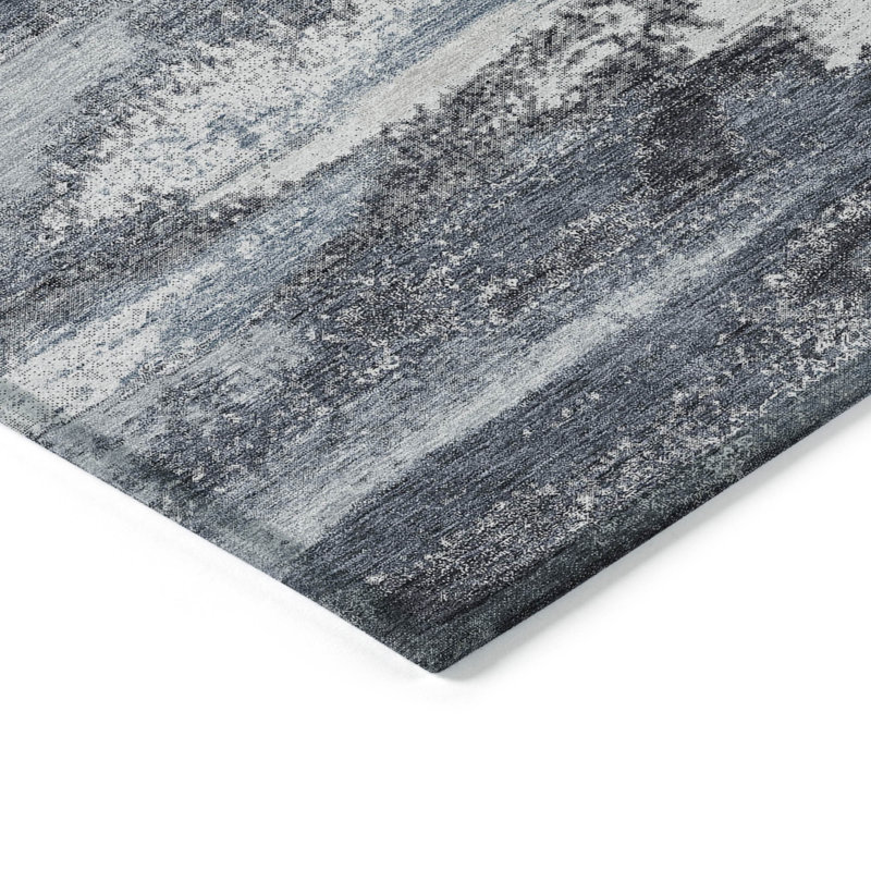 Tapis intérieur lavable abstrait gris et argent 9 pi x 12 pi