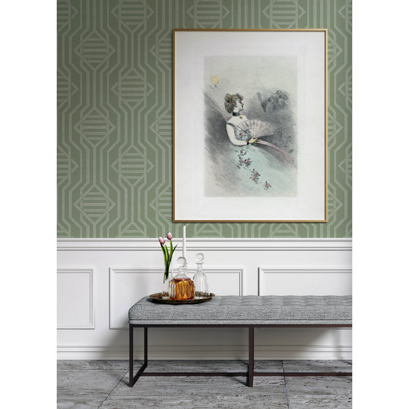Essex Dark Blue Geometric Wallpaper, Green